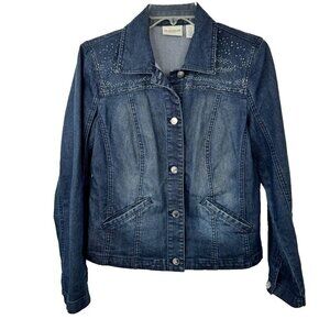 Chico's Platinum Denim Jeans Jacket Rhinestones Chico's Size 0 (US S/4) EUC